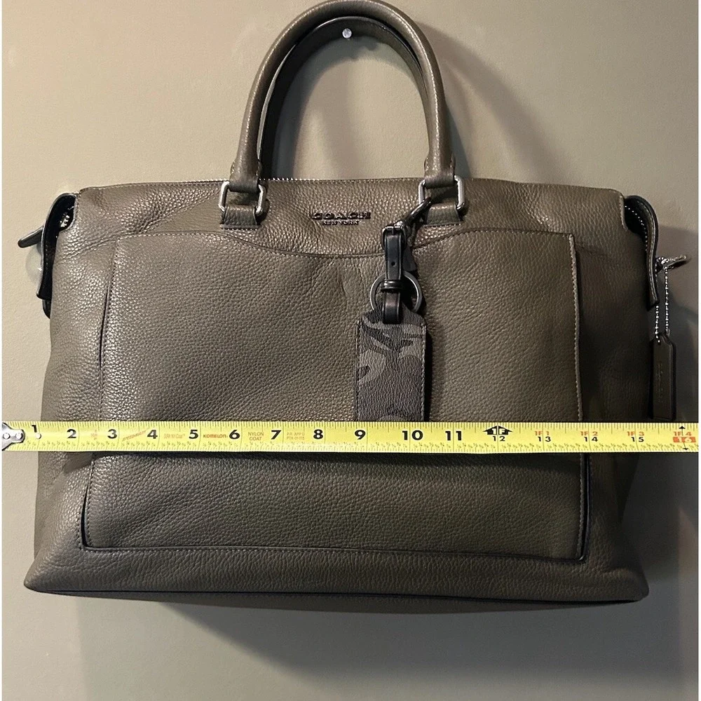 Coach Beckett Pocket Briefcase Pebble Leather NWT Utility Green Travel Purse Bag